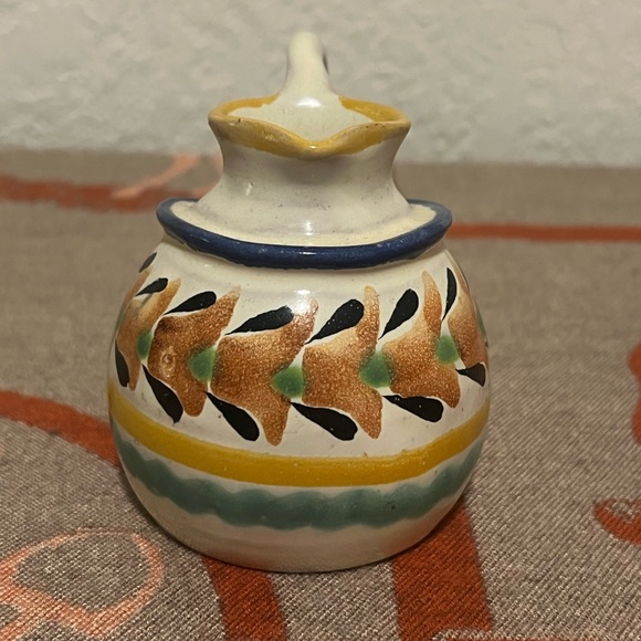 A T Gio Mexican Signed Pottery Creamer/ Milk Pitcher 3" Height - Picture 2 of 6